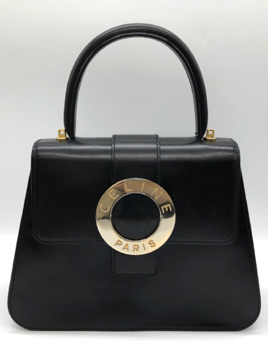 1円~/CELINE/セリーヌ/サークルロゴ/M12/ゴールド金具/ブラック系