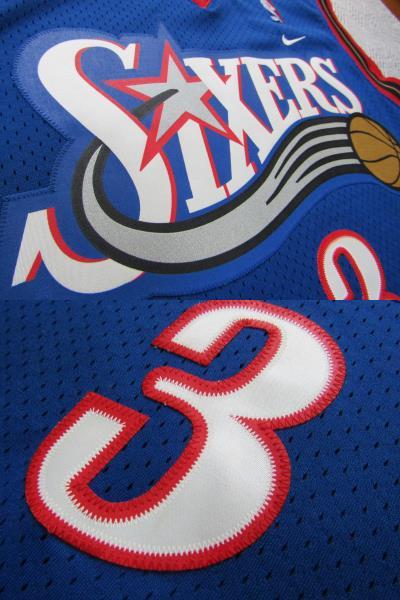 NBA 76ers アレン・アイバーソン IVERSON #3 SIXERS シクサーズ NIKE ユニフォーム ナイキ ゲームシャツ 刺繍 ジャージ タンクトップ 青_画像4