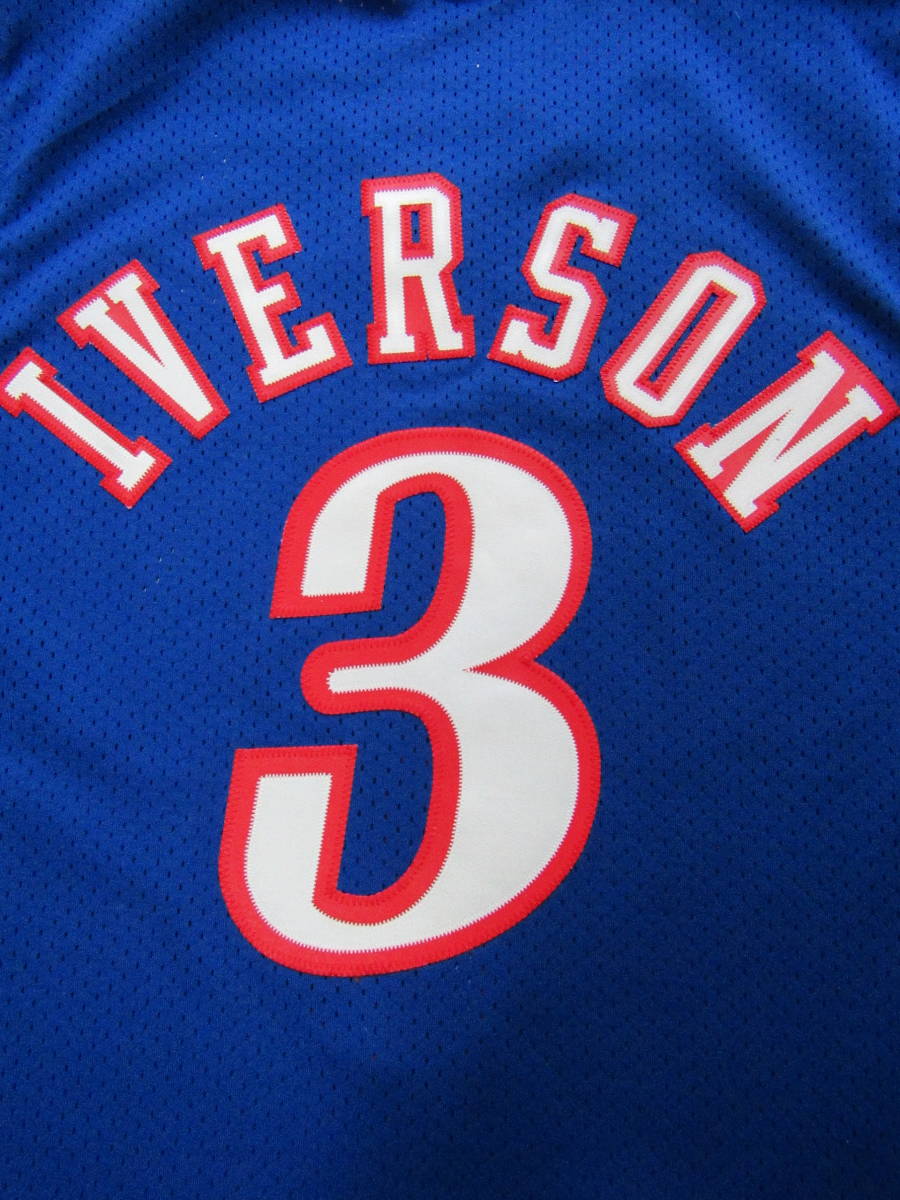 NBA 76ers アレン・アイバーソン IVERSON #3 SIXERS シクサーズ NIKE ユニフォーム ナイキ ゲームシャツ 刺繍 ジャージ タンクトップ 青_画像5