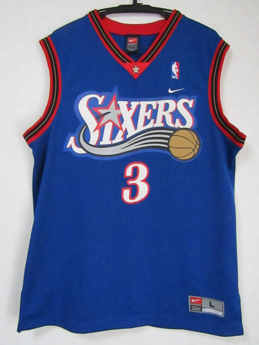 NBA 76ers アレン・アイバーソン IVERSON #3 SIXERS シクサーズ NIKE ユニフォーム ナイキ ゲームシャツ 刺繍 ジャージ  タンクトップ 青