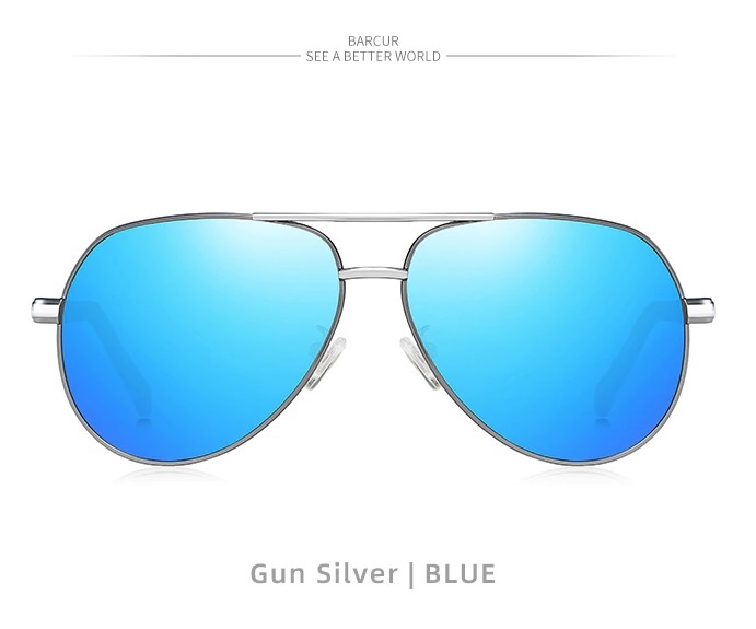 【未使用】BARCUR アルミニウム ヴィンテージ　偏光サングラス Blue ポラロイズド UVカット