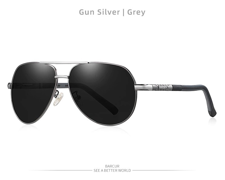 【未使用】BARCUR アルミニウム ヴィンテージ　偏光サングラス Gun Silver/Grey