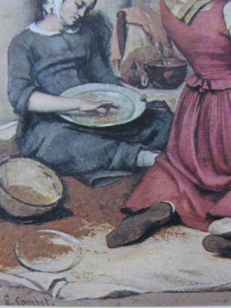 ギュスターヴ・クールベ、【麦を篩にかける女たち】、希少な額装用画集より、状態良好、新品額装付、Gustave Courbet_画像2