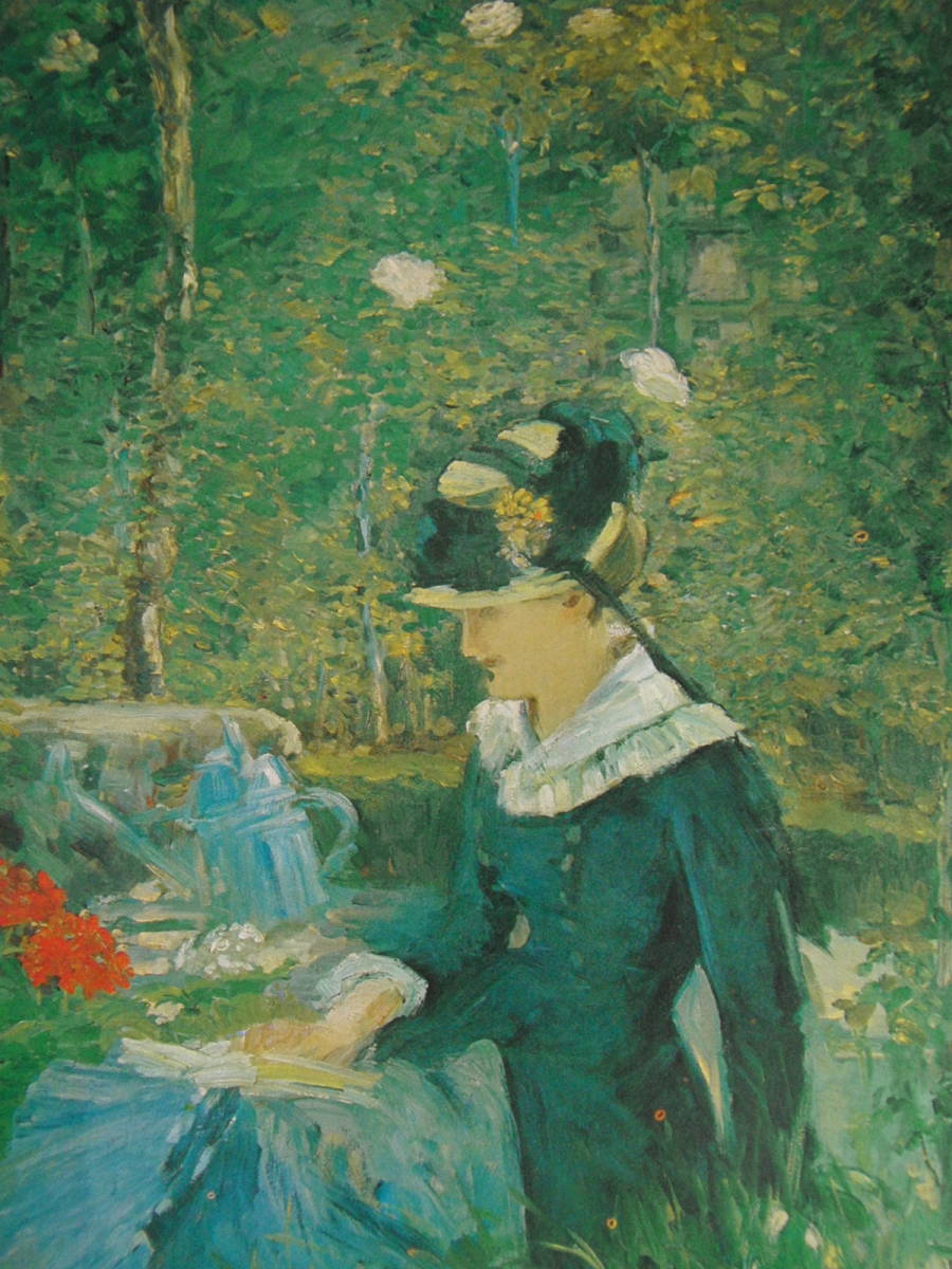 エドゥアール・マネ、【ベルヴュの庭のマルグリット】、希少な額装用画集より、状態良好、新品額装付、Edouard Manet