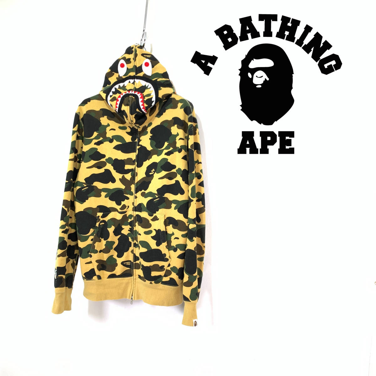 A BATHING APE ア ベイシング エイプ カモ 迷彩柄 シャーク パーカー size XL