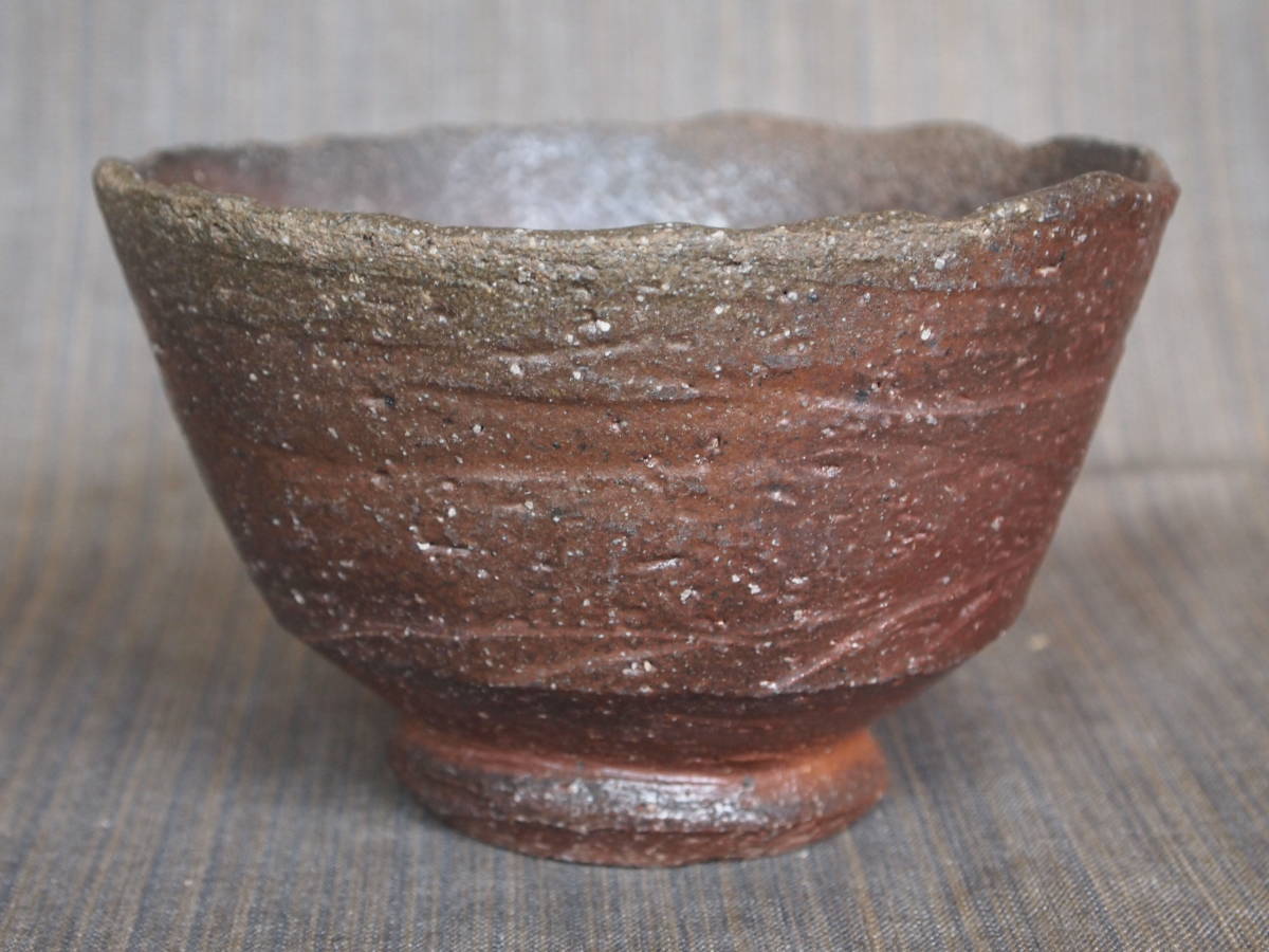 陶芸 希少作☆前嶋 五一郎【義弟:原田拾六】備前〈手び練り)茶碗 陶芸 希少作☆前嶋 五一郎【義弟:原田拾六】備前〈手び練り)茶碗