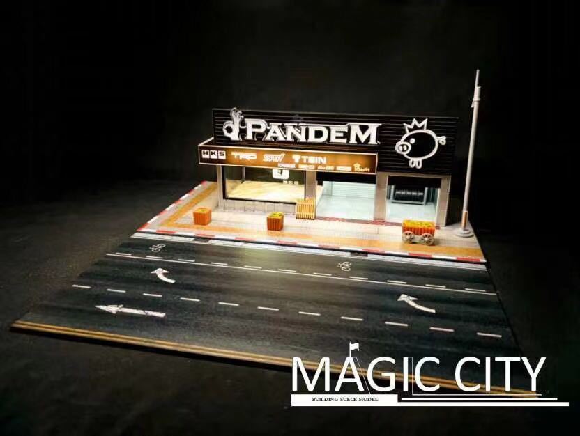 1/64 ジオラマ magic city pandem 照明付き ミニカー一台おまけ