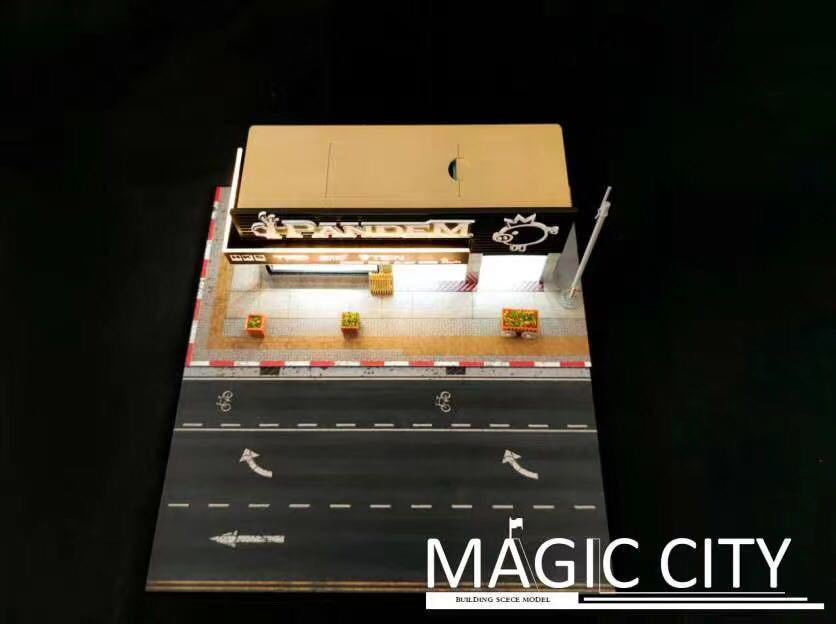 1/64 ジオラマ magic city pandem 照明付き ミニカー一台おまけ