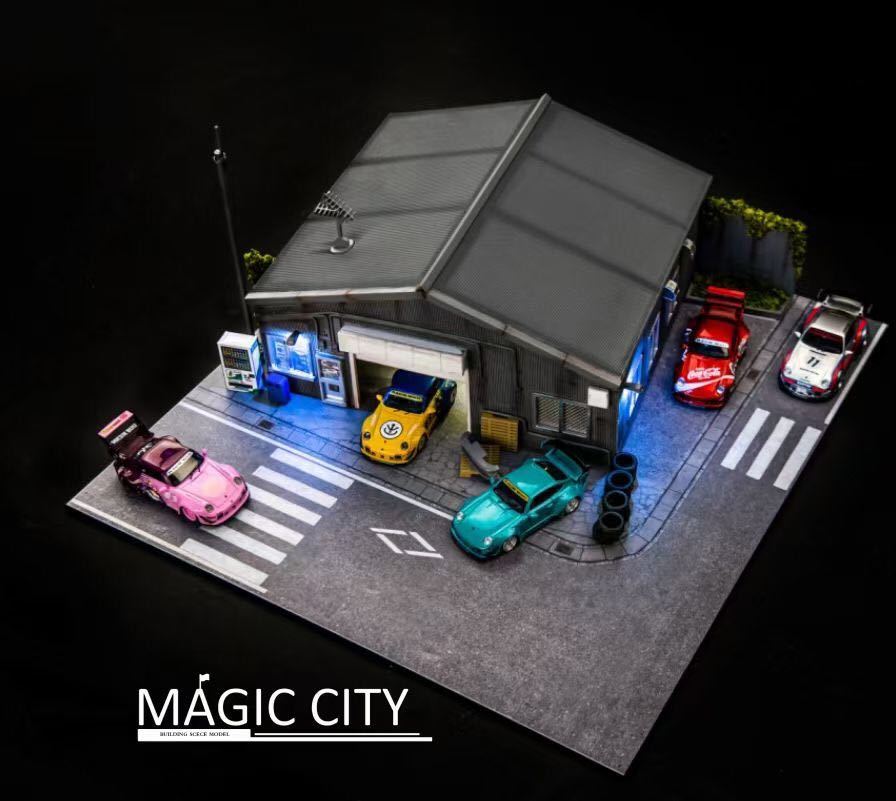 1/64 ジオラマ magic city RWB カスタムショップ ミニカー一台おまけ - tbss.pk