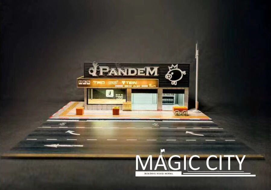 1/64 ジオラマ magic city pandem 照明付き ミニカー一台おまけ