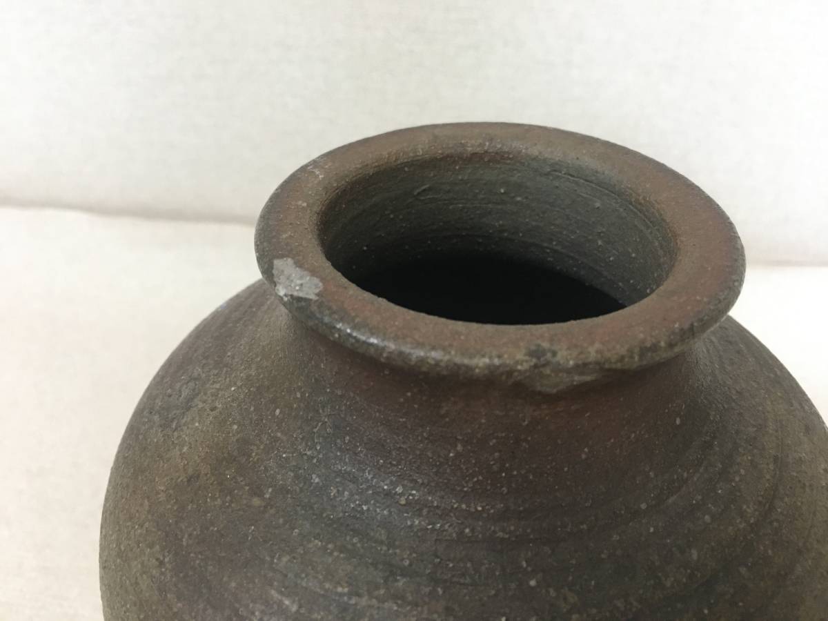 ついに再販開始!】 備前焼 丸壺 陶印あり 高さ23×直径16花器 花瓶 華