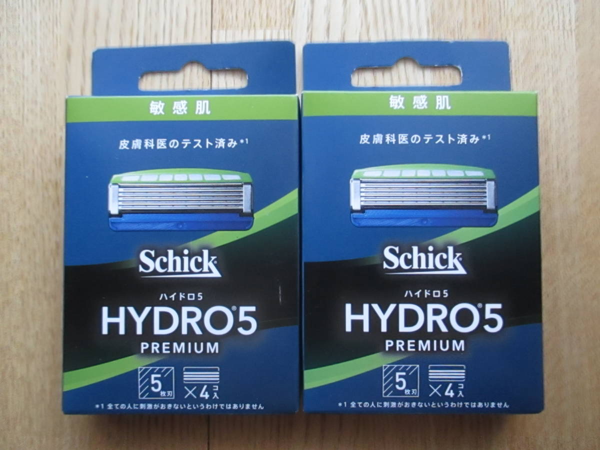 Schick シック【新パッケージ】 HYDRO5 ハイドロ5 プレミアム 【敏感肌用】 5枚刃 替刃4個入×（2個セット）_画像1