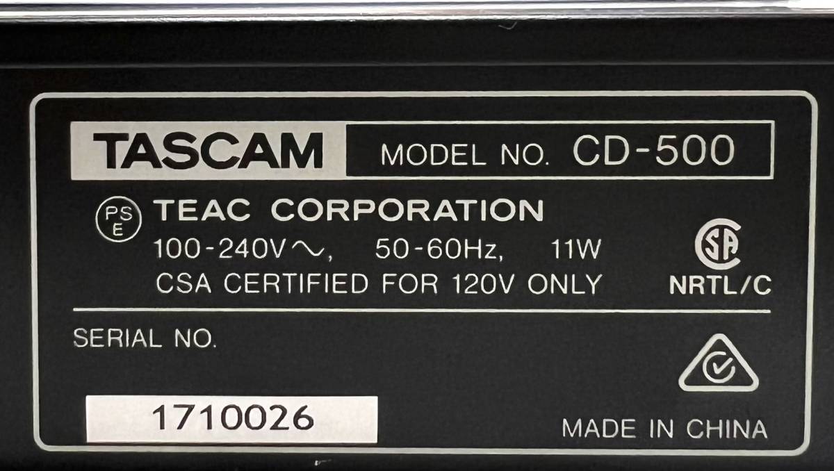 ☆ 送料無料 美品 TASCAM CDプレーヤー 業務用1U CD-500 即日発送! 4