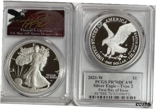 アンティークコイン NGC PCGS 2021-W $1 Silver Eagle PCGS PR70DCAM