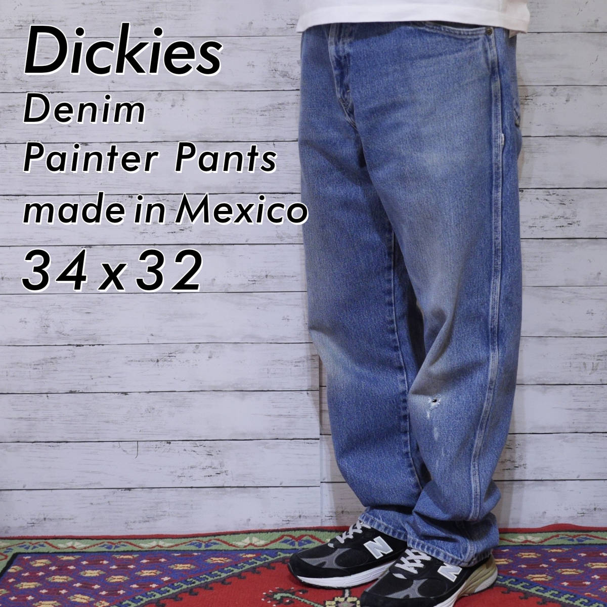 PayPayフリマ｜メキシコ製 ディッキーズ Dickies w34 デニム ペインターパンツ 薄色 ワークパンツ メキシコ MEXICO W34 x  L32 ヘビーオンス