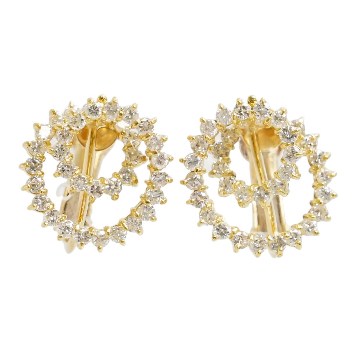 本物 ダイヤモンド 0.50ct ×2 K18 YG イヤリング イアリング 4月誕生石
