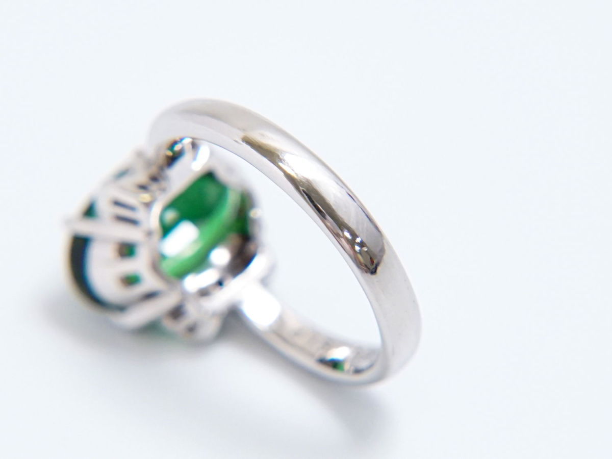 本物 グリーントルマリン 4.15ct ダイヤモンド 0.15ct Pt900 リング