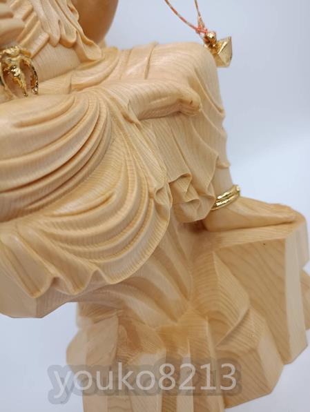 最新作 総檜材 木彫仏像 仏教美術 精密細工 不動明王像 高さ34cm(仏像 