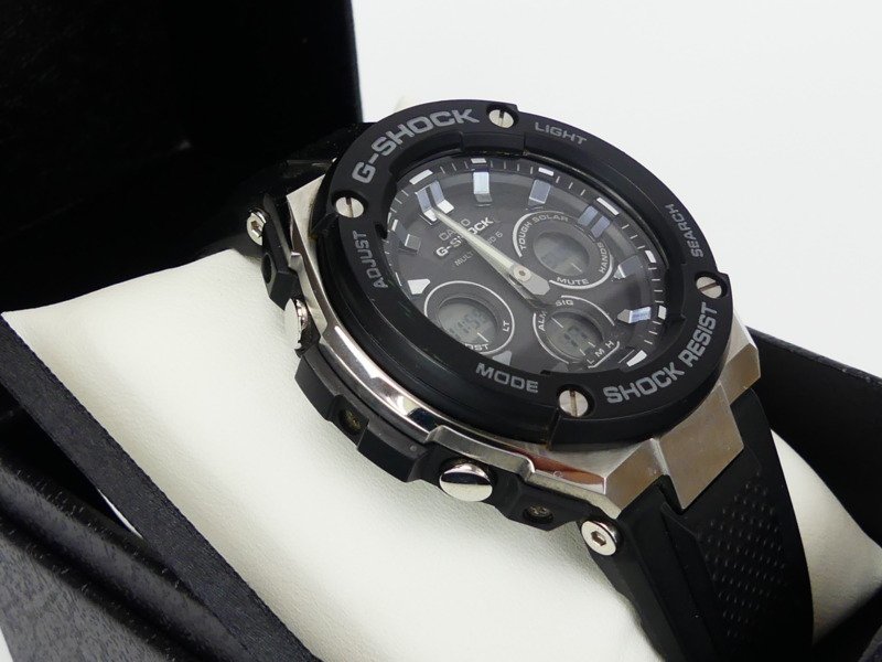 sss121 カシオ G-SHOCK G-ショック GST-W300 デジアナ ソーラー電波 腕時計 動作品_画像4