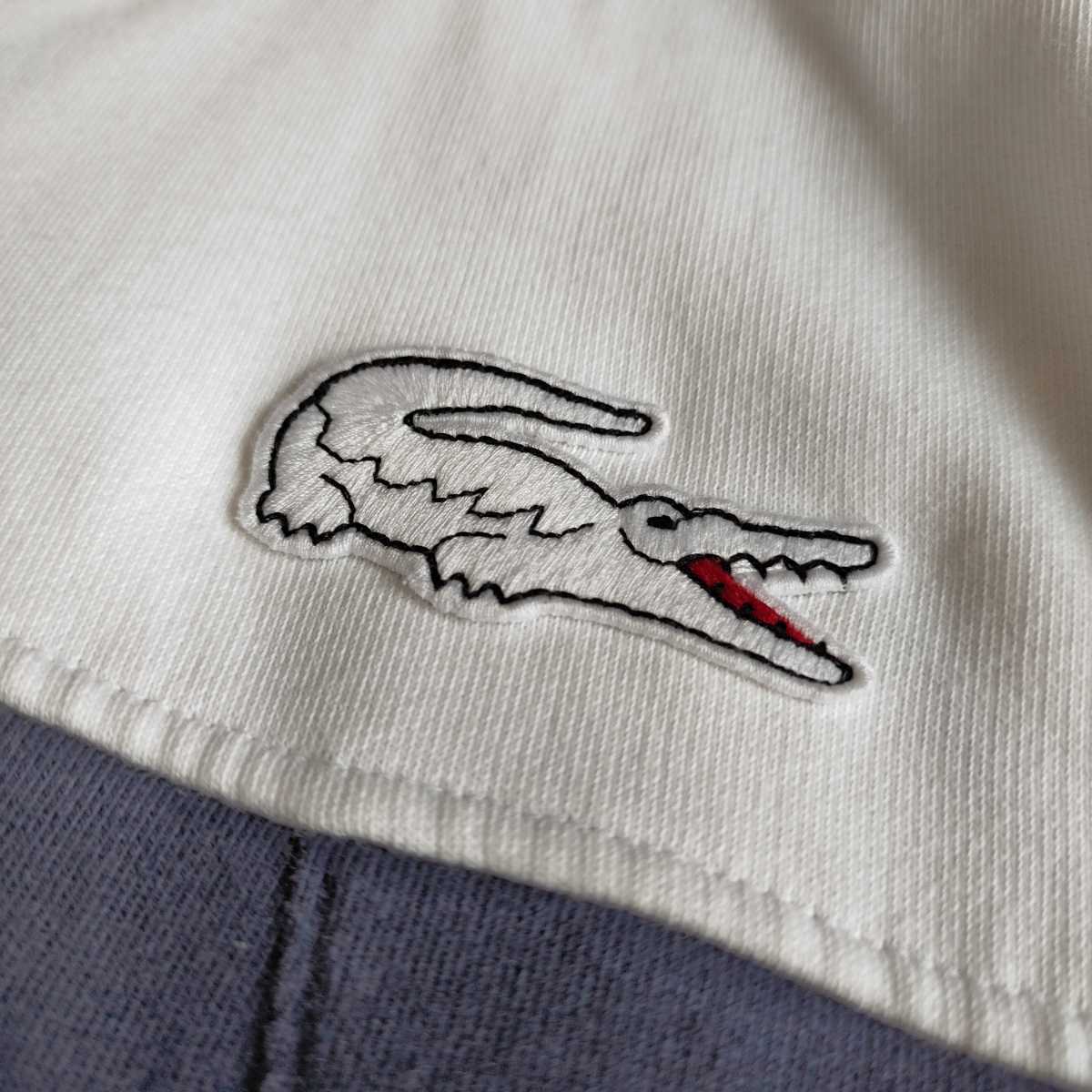 LACOSTE ラコステ トラックジャケット ジャージ スウェット ジップアップ ブルゾン ビックロゴワッペン マルチカラー バック刺繍 L相当_画像4