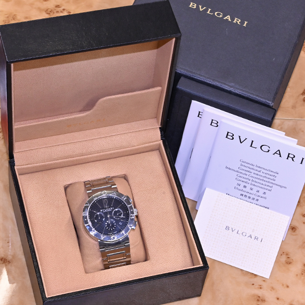 本物 ブルガリ BB42SS CH BVLGARI BVLGARI クロノグラフ メンズウォッチ 男性用自動巻腕時計 純正SSブレスレット 保存箱 保証書 冊子付