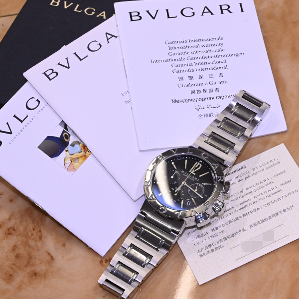 本物 ブルガリ BB42SS CH BVLGARI BVLGARI クロノグラフ メンズウォッチ 男性用自動巻腕時計 純正SSブレスレット 保存箱 保証書 冊子付