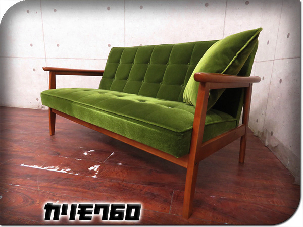 □美品□カリモク60□高級□Kチェア□モケットグリーン□ミッド