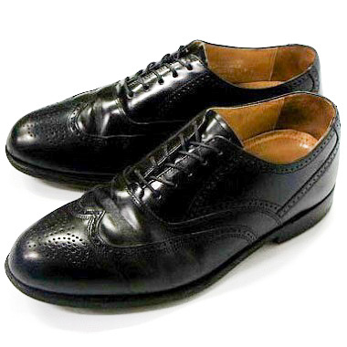 【50％OFF】 STAFFORD レア 良品 スタッフォード ウイングチップ 革靴 オールド 26.5cm US8.5D USA製 ブラック 黒 フルブローグドレスシューズ 26.5cm