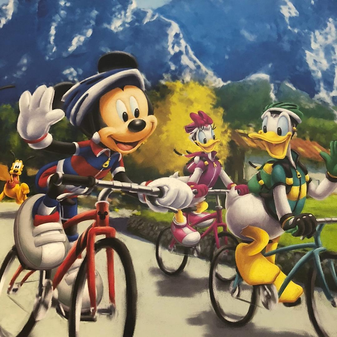 上等な ディズニー ミニポスター ミッキーマウスと仲間たち 大自然の中でサイクリング 読売新聞額装シリーズ16 Lacistitis Es