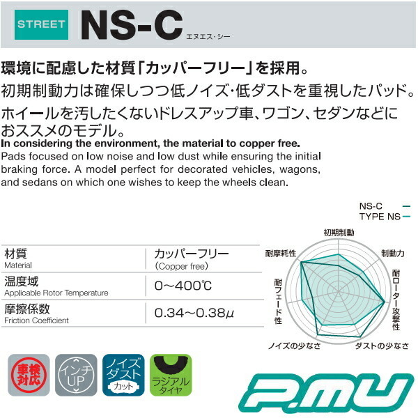 プロジェクトミューμ NS-Cブレーキパッド前後セット FD3SマツダRX-7 91/9～_画像2