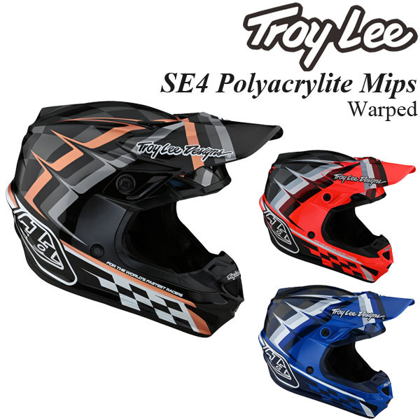 Troy Lee オフロードヘルメット SE4 Polyacrylite Mips Warped ブラックコッパー/L