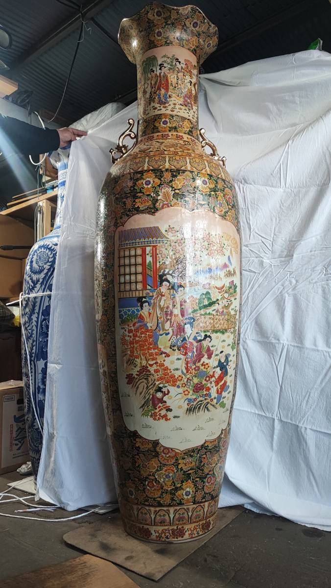 中国陶磁器 大飾壺 花器 【在銘】中国美術 高さ約181㎝ 手渡し限定