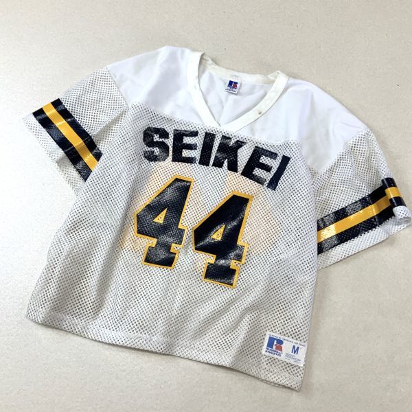 激レア 入手困難 非売品 90s USA製 成蹊大学 アメフト部 ユニフォームシャツ ラッセルボディ メンズ S〜M ホワイト_画像1