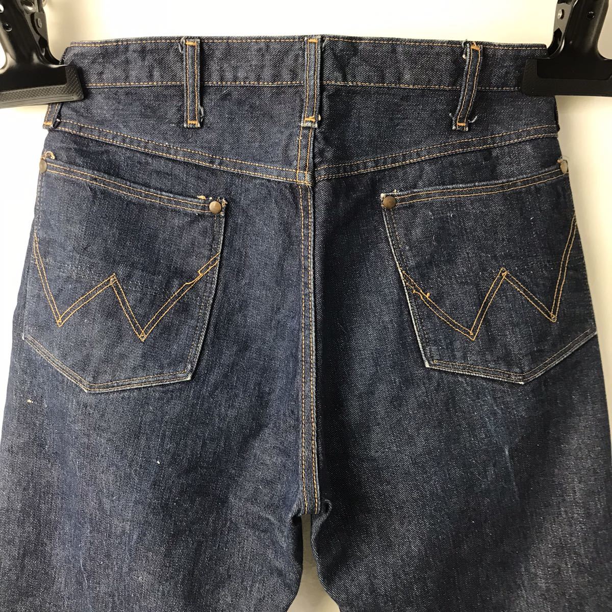 50s60s ビンテージ WRANGLER ラングラー 斜めベル 11MW ジーンズ デニムパンツ 真っ紺 ミント_画像5