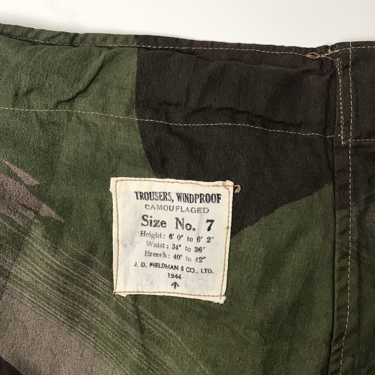 40s Vintage military England army SAS brush duck over pants dead -stroke 