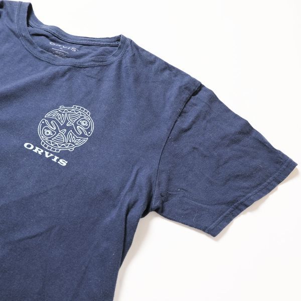 00's 10's ORVIS オービス フィッシュプリント コットン Tシャツ 紺 (XL) 魚柄 ネイビー 半袖 00年代 旧タグ_画像4