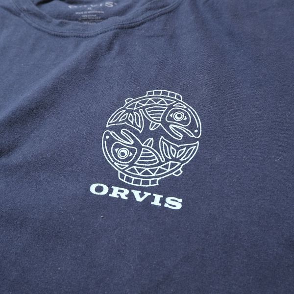 00's 10's ORVIS オービス フィッシュプリント コットン Tシャツ 紺 (XL) 魚柄 ネイビー 半袖 00年代 旧タグ_画像5