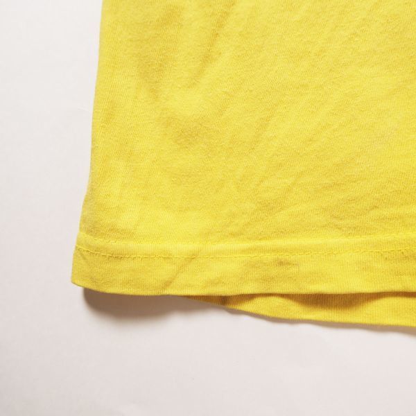90's ギャップ GAP ビッグロゴ プリント クルーネック コットン Tシャツ 黄色 (S) 袖プリント 90年代 旧タグ オールド_画像7
