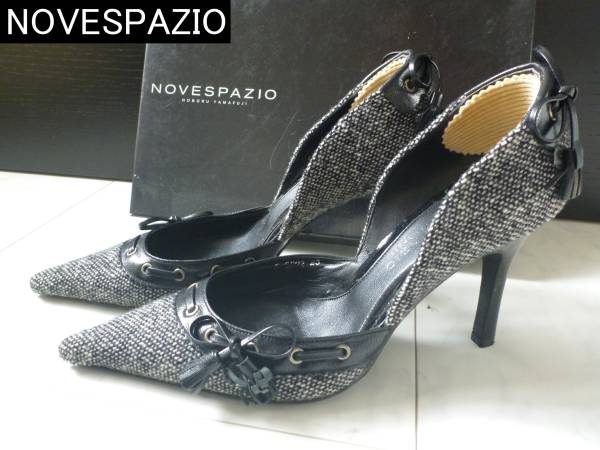 2.5 ten thousand NOVESPAZIO Novesrazio ** black series tweed cloth pumps 23