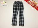 バーバリーブルーレーベル パンツ サイズ38 M レディース 黒×マルチ チェック柄 Burberry Blue Label