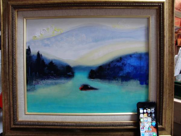 { country beautiful .}...,[.. lake * Aizu ], oil painting .,F6 number :40,9×31,8cm, oil painting one point thing, new goods high class oil painting amount attaching, autograph autograph * genuine work with guarantee 