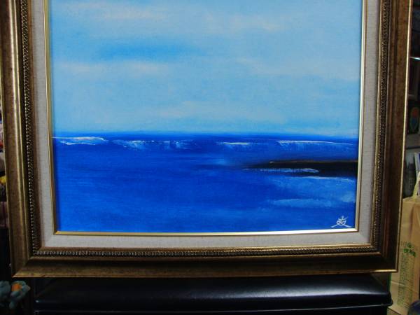 { country beautiful .}TOMOYUKI*..,[ blue sea ],P10 number :53cm×41cm, one point thing, new goods high class oil painting amount attaching, autograph autograph * genuine work with guarantee 