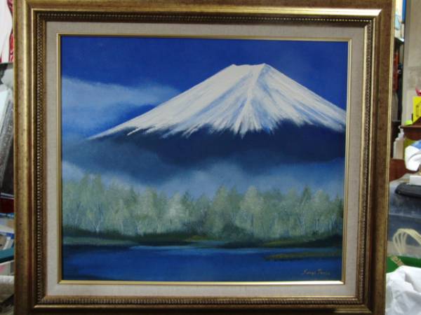 ≪国美協≫多田晴義、『紺碧の空、富士山』、油彩画、F10号：53,0cm×45,5cm、一点物、新品高級油彩額付、直筆サイン・真作保証付_新品高級油彩額付