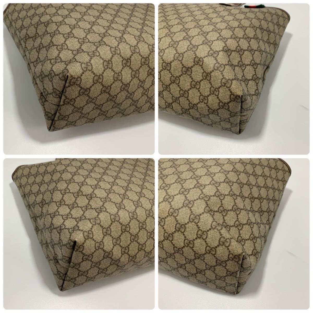 1円〜【超希少】 グッチ GUCCI ハンドバッグ シマ シェリーライン ウェブ GG柄 A4 PVC レザー トートバッグ 大容量 ブラウン 茶色 211134_画像5