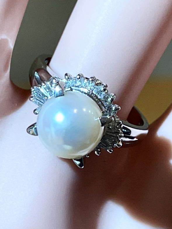 * jewelry makiPt850 pearl 9.1mm& diamond ring *