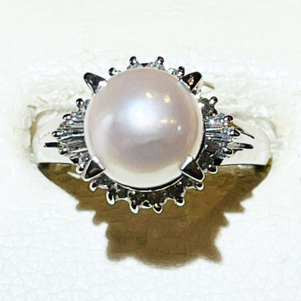 * jewelry makiPt850 pearl 9.1mm& diamond ring *