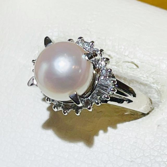 * jewelry makiPt850 pearl 9.1mm& diamond ring *