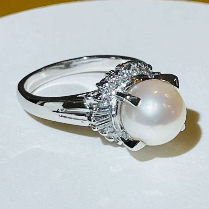 * jewelry makiPt850 pearl 9.1mm& diamond ring *