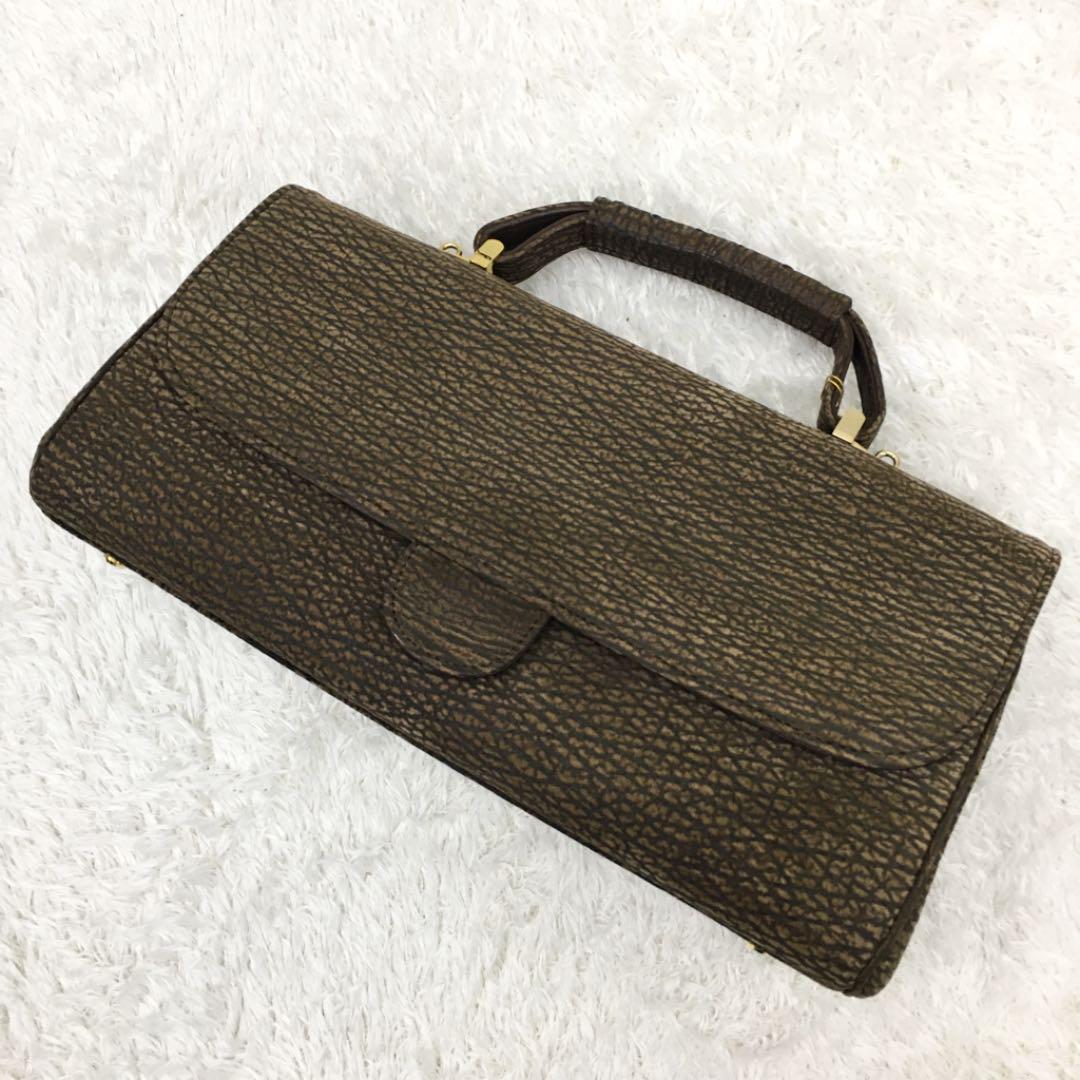 ☆JRA認定 エキゾチックレザー 本革ハンドバッグ ショルダーベルト