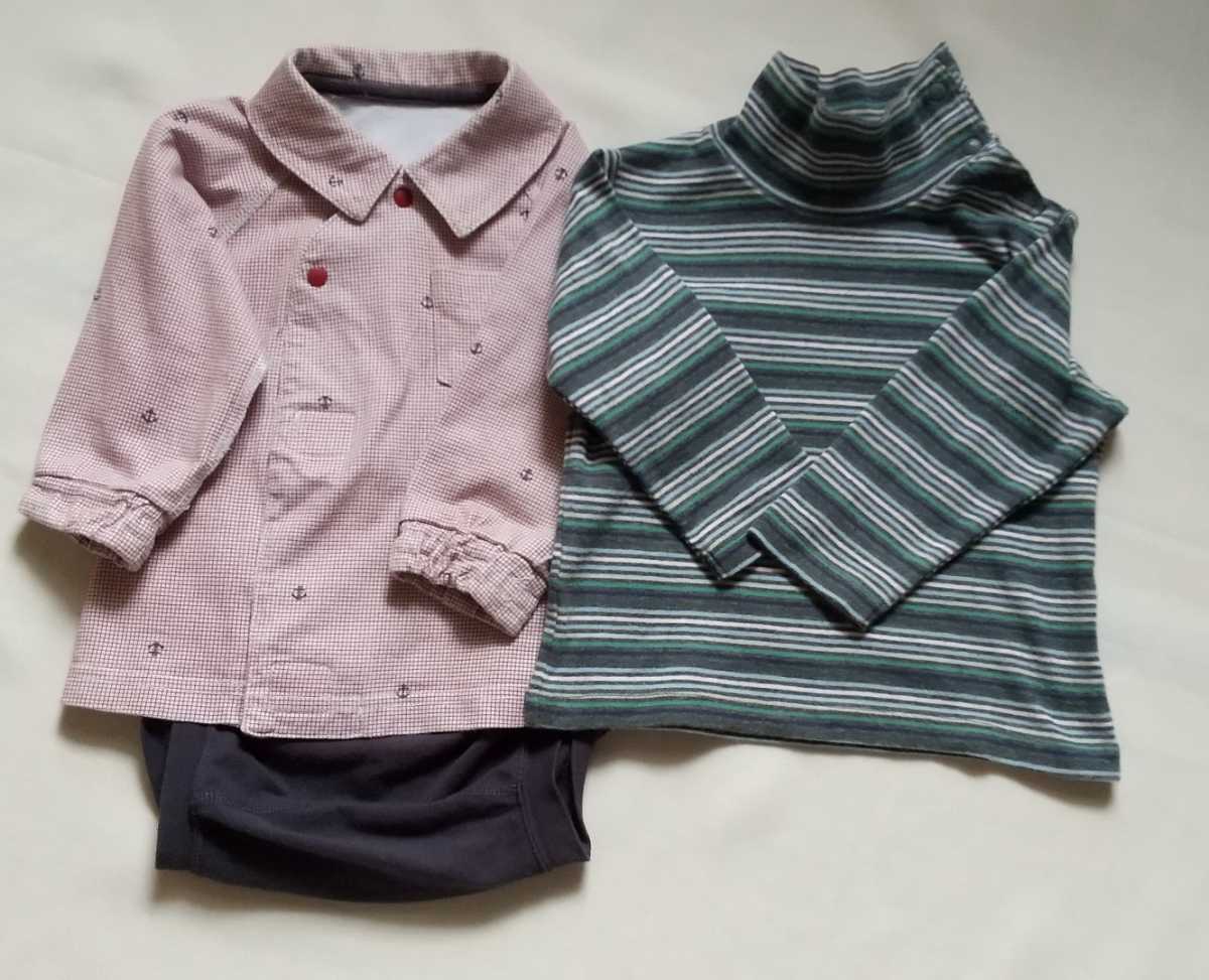  secondhand goods set sale child clothes baby Kids long sleeve blouse manner + rompers ( LAP compact )1 point long sleeve shirt 1 point 80 size 